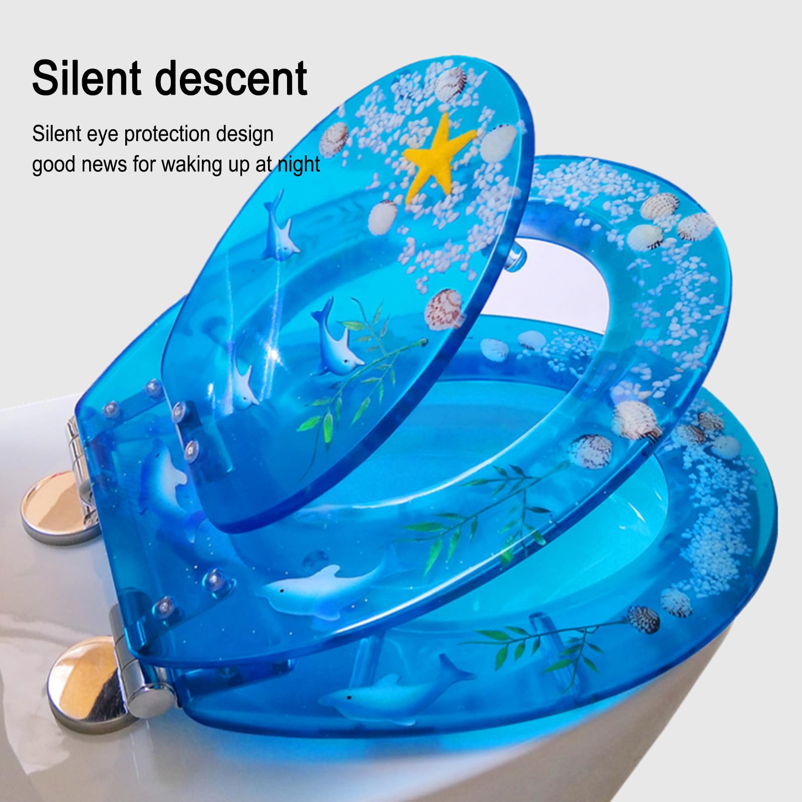 Buhelyc Toilettensitz aus Transparentem Harz, Integrierter Kleinkindersitz, Langsam Schließender Toilettensitz mit Release Quick, U/V/O-Typ