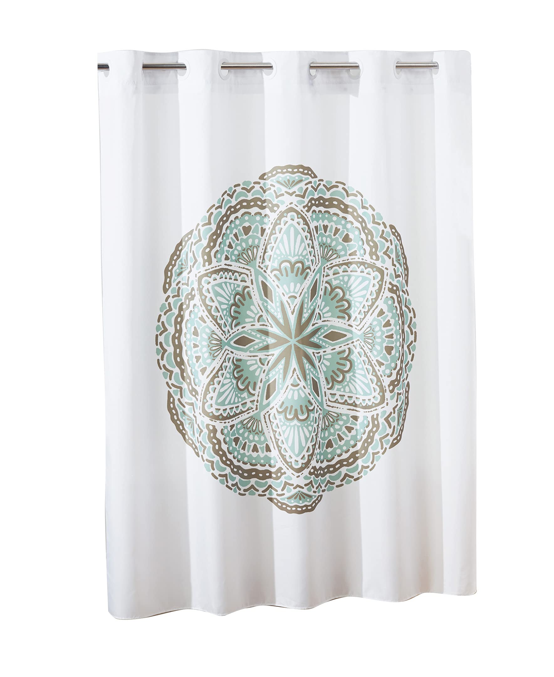 Hookless Henna Medallion Shower Curtain with Peva Liner, 71 X 74, Spa