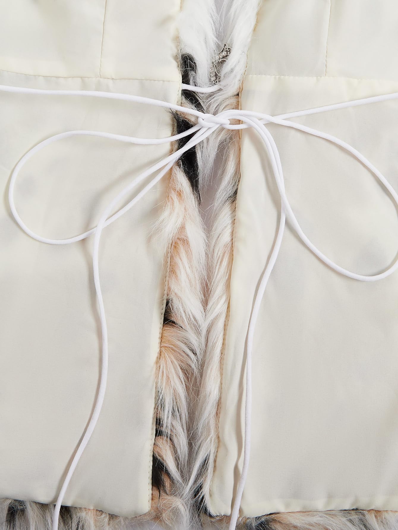 WDIRARA Women's Faux Fur Halter Vest Sleeveless Tie Backless Fuzzy Tank Top Rave Party Sexy Y2K: Medium Beige Cheetah