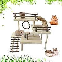 Vista 1 de RoseFlower Plataforma de hámster de madera para jaula, juguete de escalada para patio de recreo, animales pequeños, juego de actividades