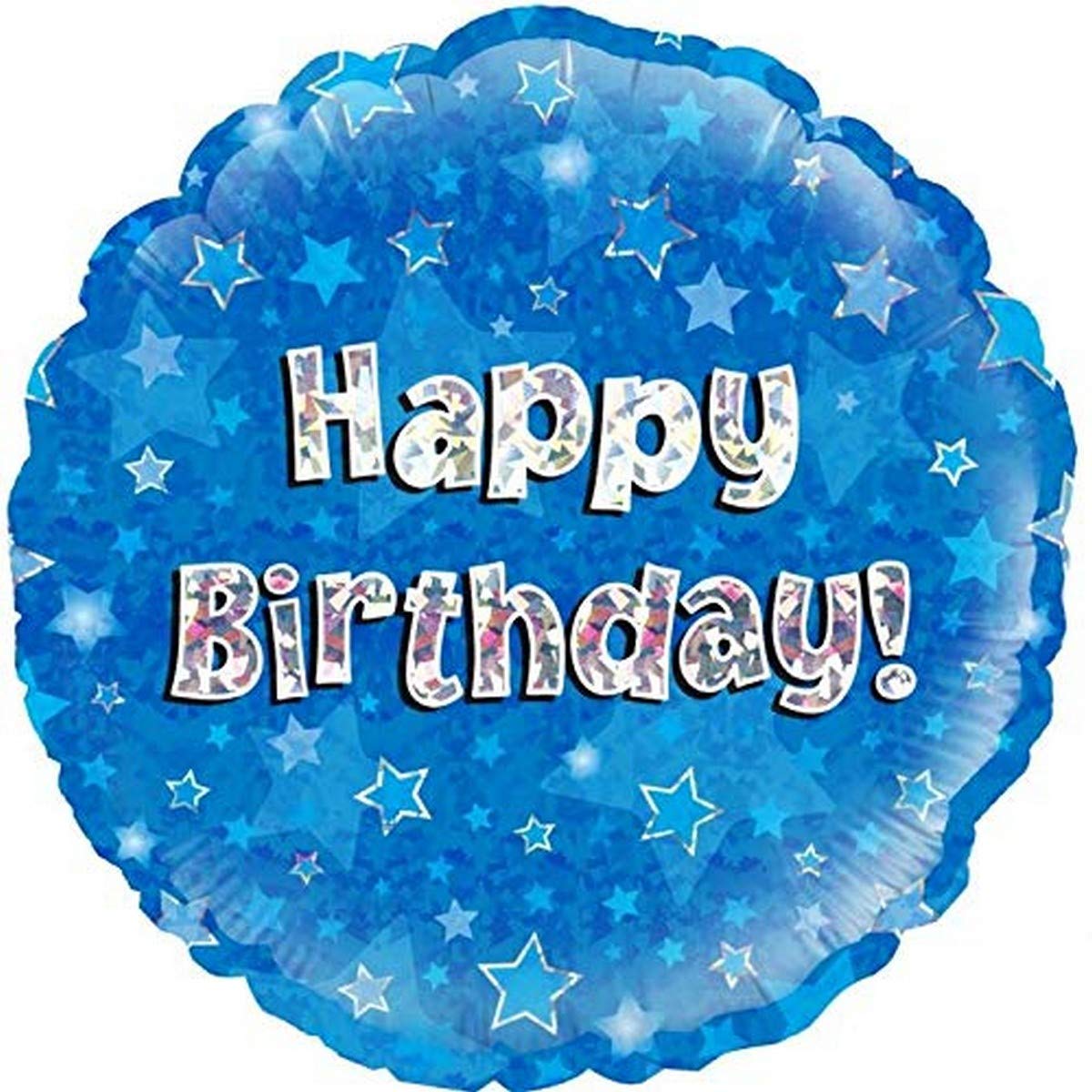Oaktree UK 18-Inch Happy Birthday Holographic Foil Design Balloons, Blue