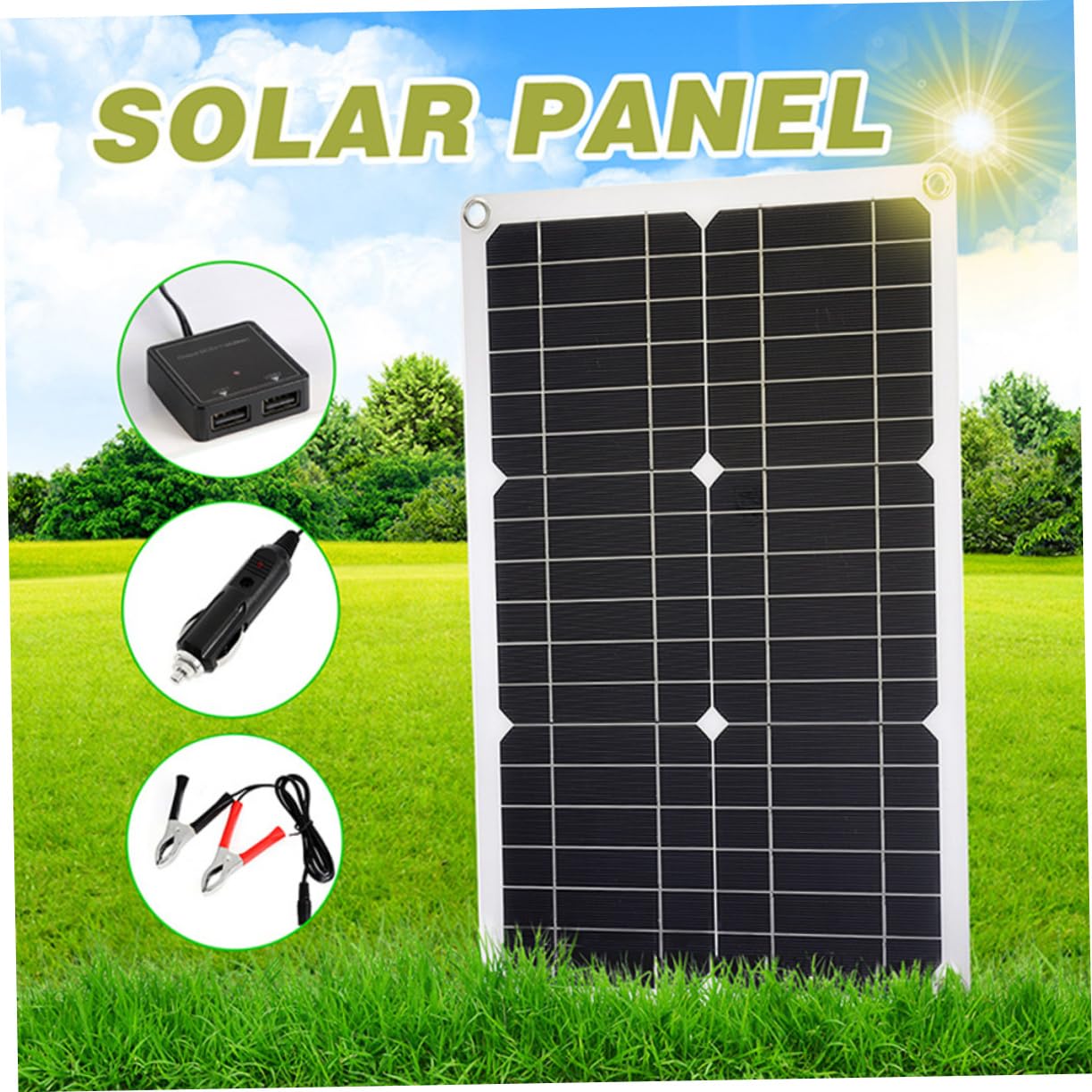 1juego Panel Solar Portátil De Dc Con Doble Usb Cargador Solar Para Automóviles y Campers Alta Eficiencia y Flexibilidad