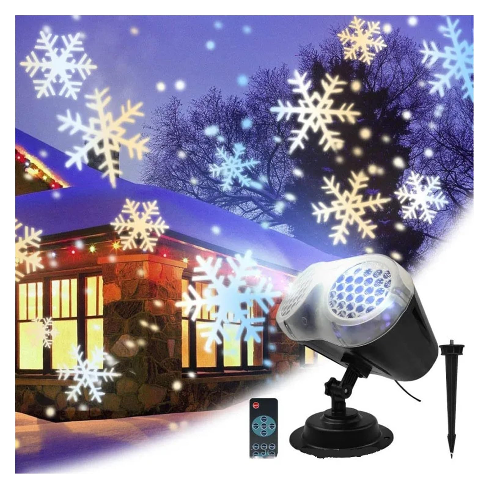 Projektor Weihnachten, Weihnachten Led Projektor Wasserdicht Party Garten Hochzeit Geschenk Fernbedienung Schneeflocke Projektion Lichter Outdoor Natale Decorazio
