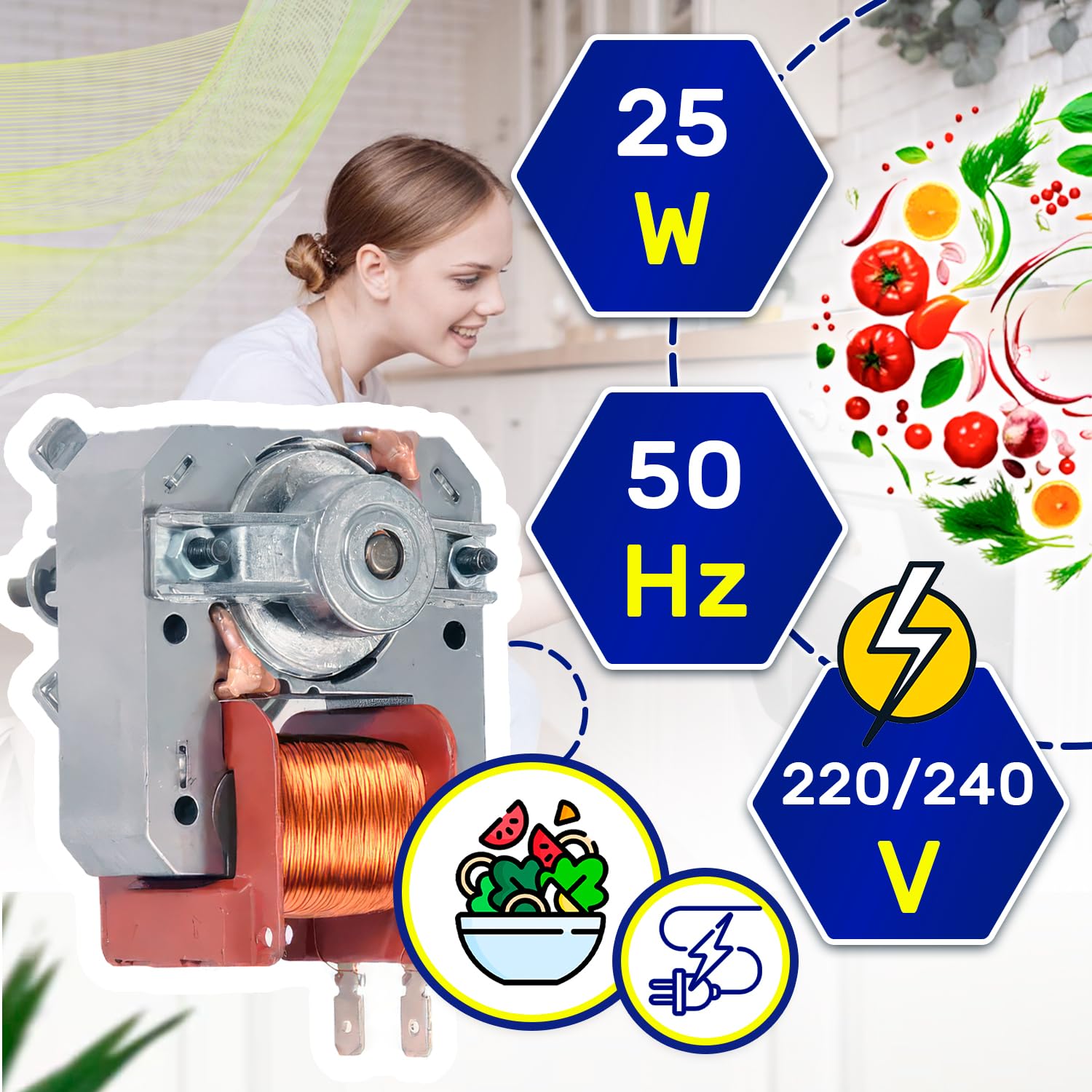 Motore Ventola Forno 25W 220-240V 50Hz con Codice Originale 3890813045 389081304/5 per AEG per Electrolux per Zanussi - MADE IN EU - Garanzia di 10 Anni - MONTERAL