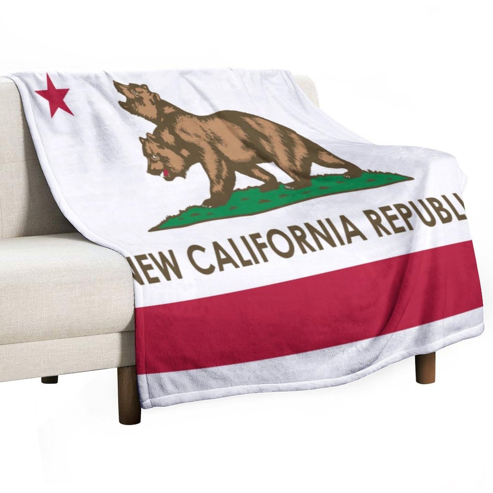 Cgsbngha Style Flag Of New California Republic Flannel Fleece Blanket Lightweight Soft Throw Blankets For Sofa Couch Bed Chair