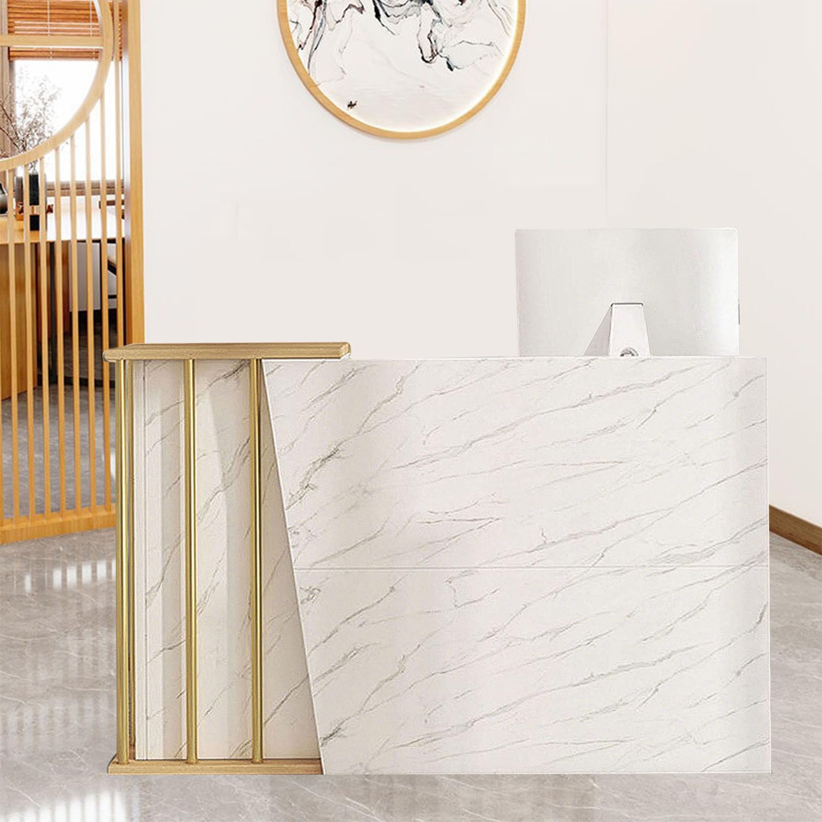 Bancone Cassa per Negozio Moderno – Bancone da Reception e Vendita, Design Minimalista e Funzionale, Ideale per Negozi, Ristoranti, Hotel, Uffici e Centri Estetici A 120cm