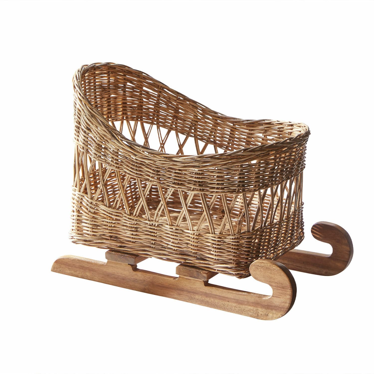 Loberon Quileta Traineau décoratif - Rotin tressé à la Main - Beaux Patins naturels en Bois de pin, Marron