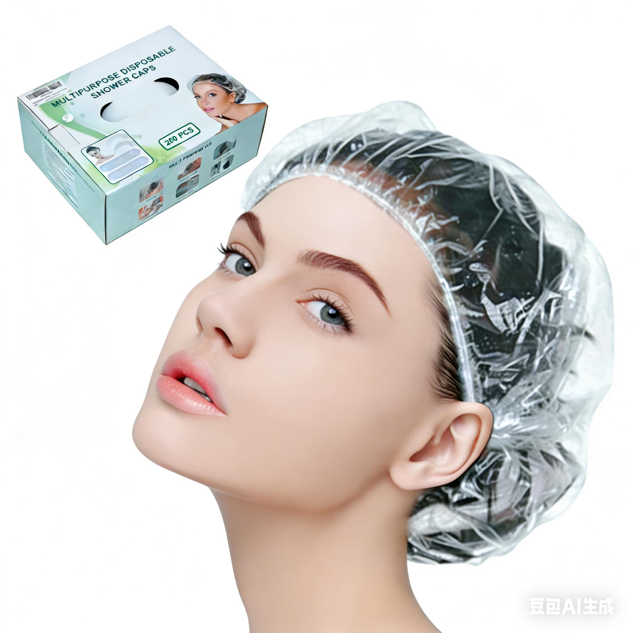 Tissue Box With Dispenser Disposable Shower Caps 200pcs Hair Processing Clear Plastic Caps For Spa Home Use Hotel and Hair Salon Plastic Clear Elastic Bath Cap
