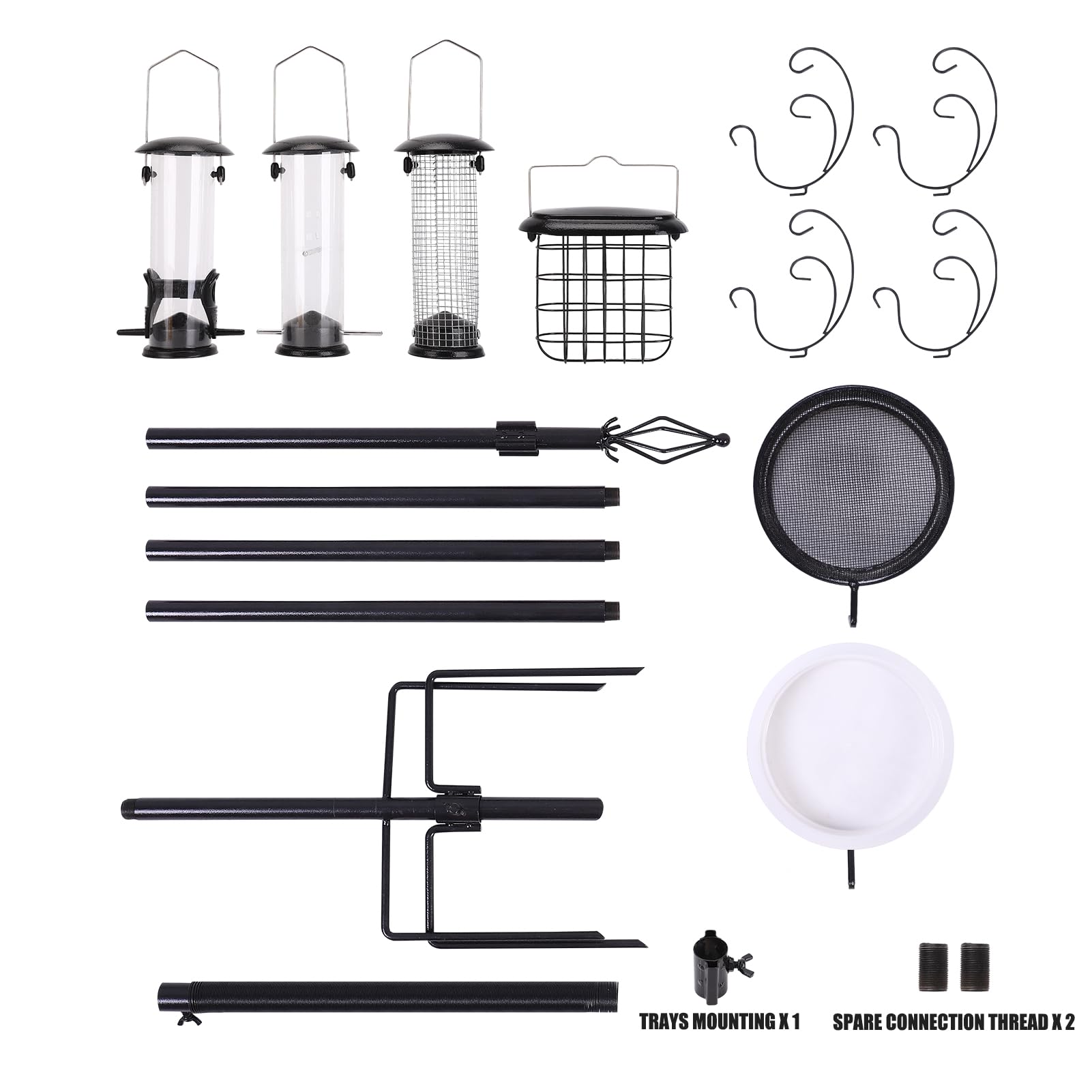 Squirrel Proof Bird Feeder Pole, Bird Feeders for Outdoors Hanging, Shepherds Hooks for Outdoor, Shepherds Hook for Bird Feeders for Outside, Bird Feeder Stand Station Bird Feeder Pole Squirrel Proof