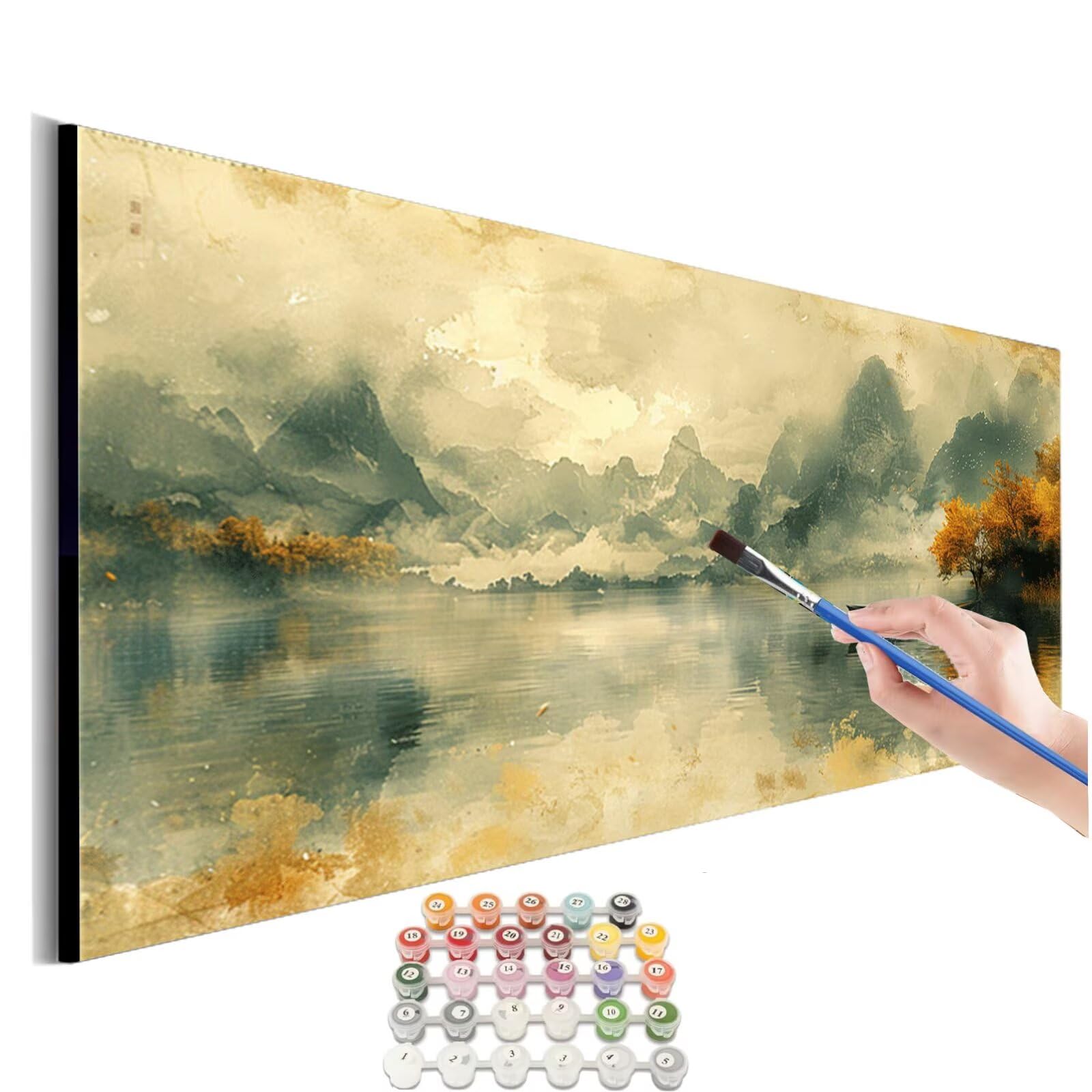 Malen Nach Zahlen Landschaft Malen Nach Zahlen Erwachsene kinder Retro Malen Nach Zahlen ab 10 Jahre Mädchen DIY Paint by Numbers Heimdekoration Geschenke für Männer Frauen (Rahmenlos) 60x120cm M-389