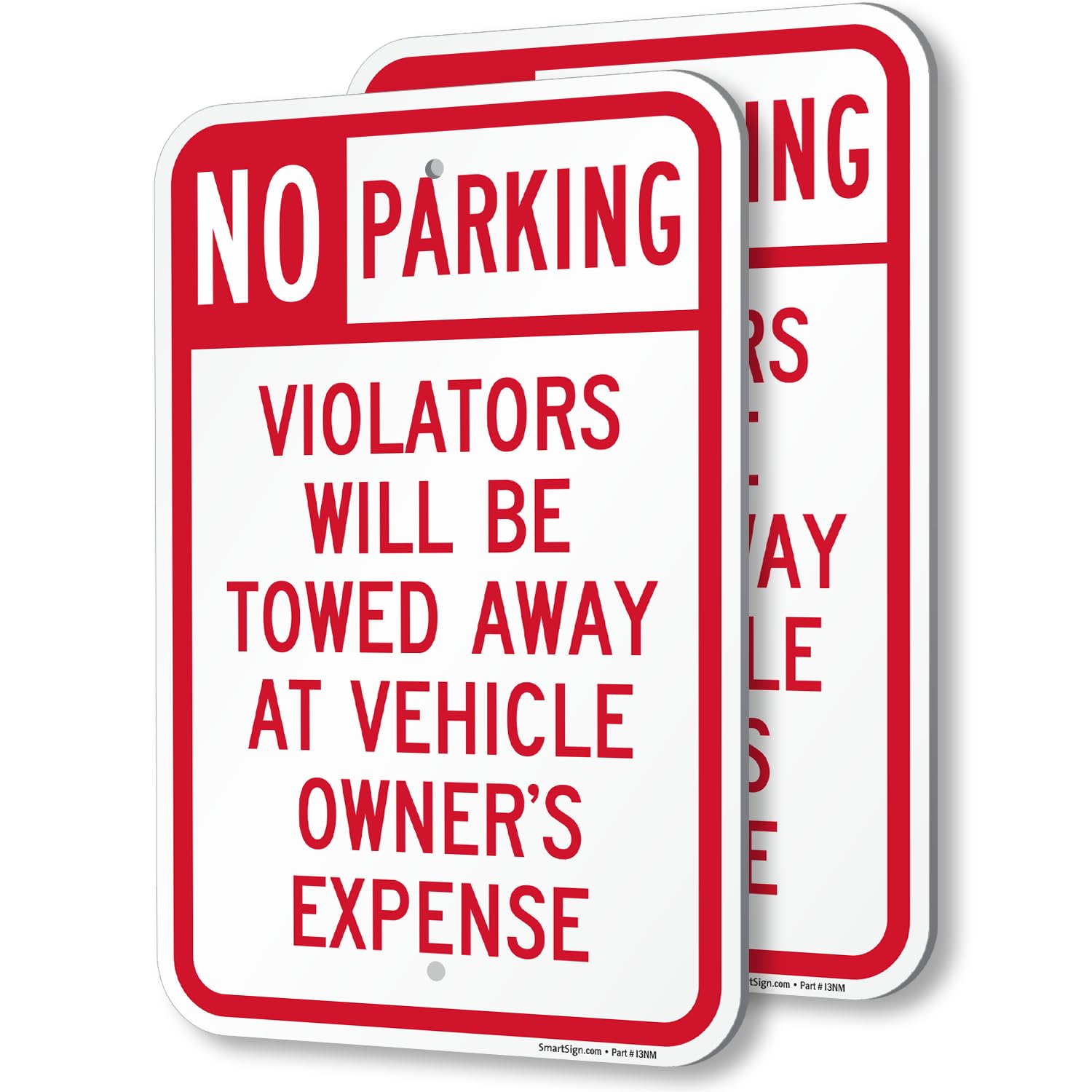 SmartSign (Pack of 2) 18 x 12 inch "No Parking - Violators Towed Away" Sign, 120 mil Thick Aluminum Composite (ACM), Engineer Grade Reflective