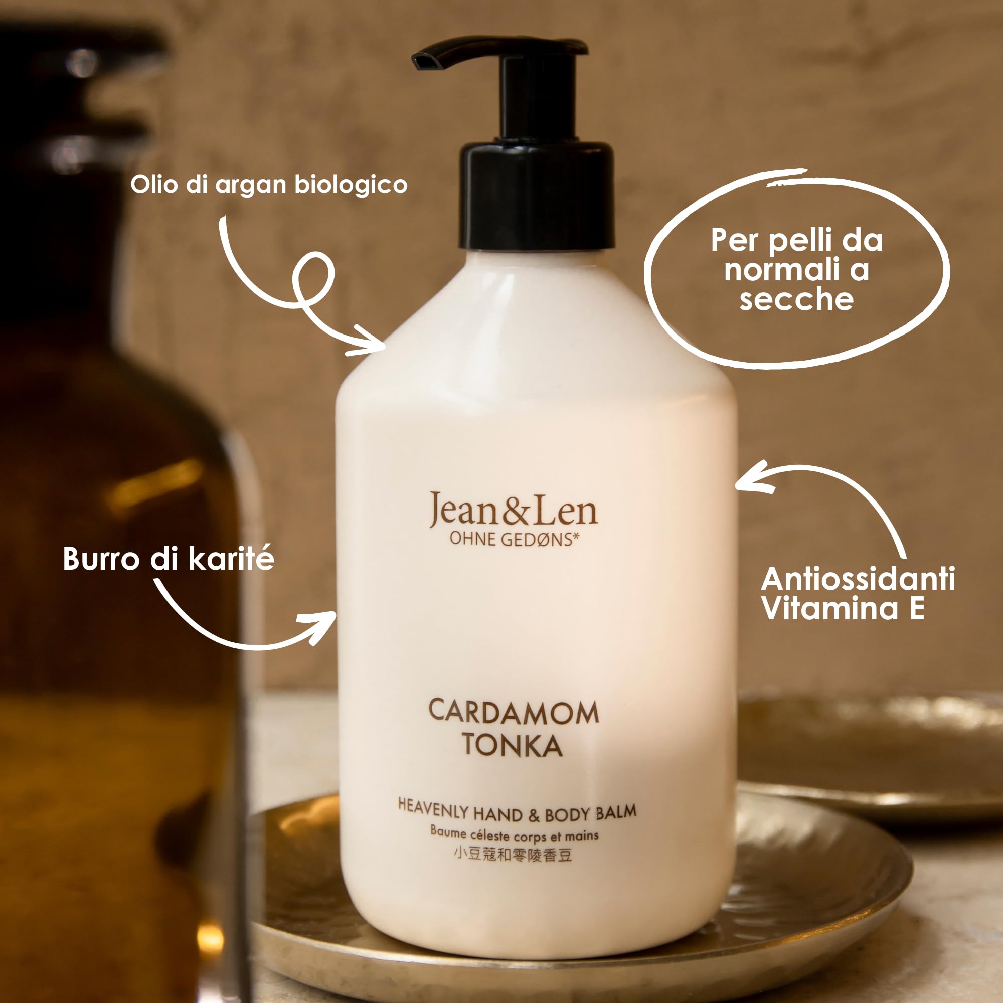 Jean & Len Body Ceremony Cardamom & Tonka, con mano & Body Cleanser e balsamo per mano e corpo, confezione regalo di alta qualità, profumo delicato e speziato, confezione certificata FSC, set regalo