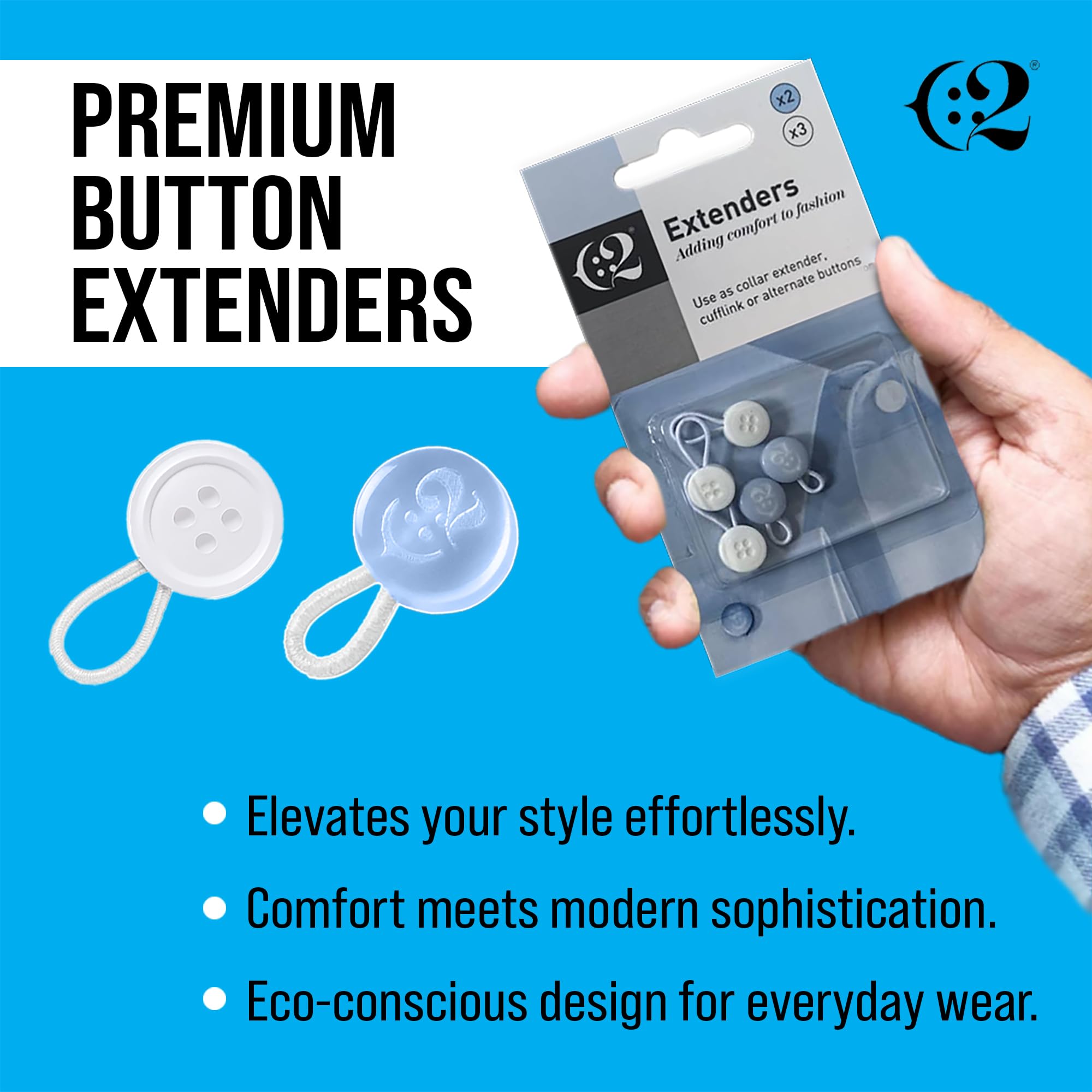Amazon.com: C2 Elastic Shirt Collar Extender - 5 Pack Neck Extender for Dress Shirt - Non-Metal Button Extender for Dress Shirts - 3 Sizes: Small, Regular, and Large - Light Sky Blue : Amazon.com: C2 Elastic Shirt Collar Extender - 5 Pack Neck Extender for Dress Shirt - Non-Metal Button Extender for Dress Shirts - 3 Sizes: Small, Regular, and Large - Light Sky Blue :