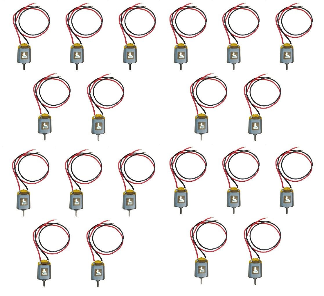 Lethan CorporationBulk Rectangular Mini Electric Motor 1.5-3V, 7mm Shaft Length w/ 12'' Lead Wires (Pack of 20)