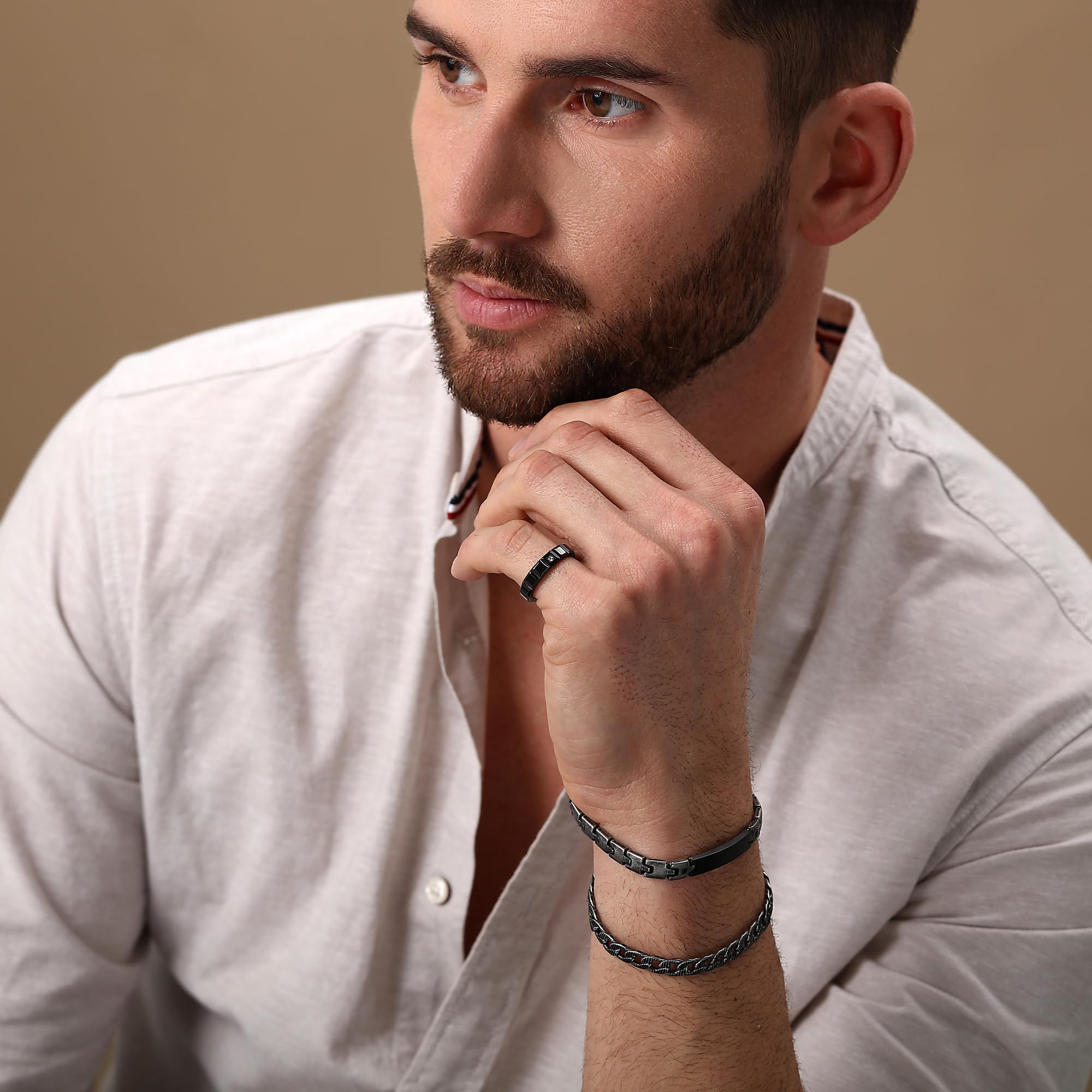 Morellato Motown SALS82019 - Anello da uomo in acciaio inox, pietre preziose, IP nero