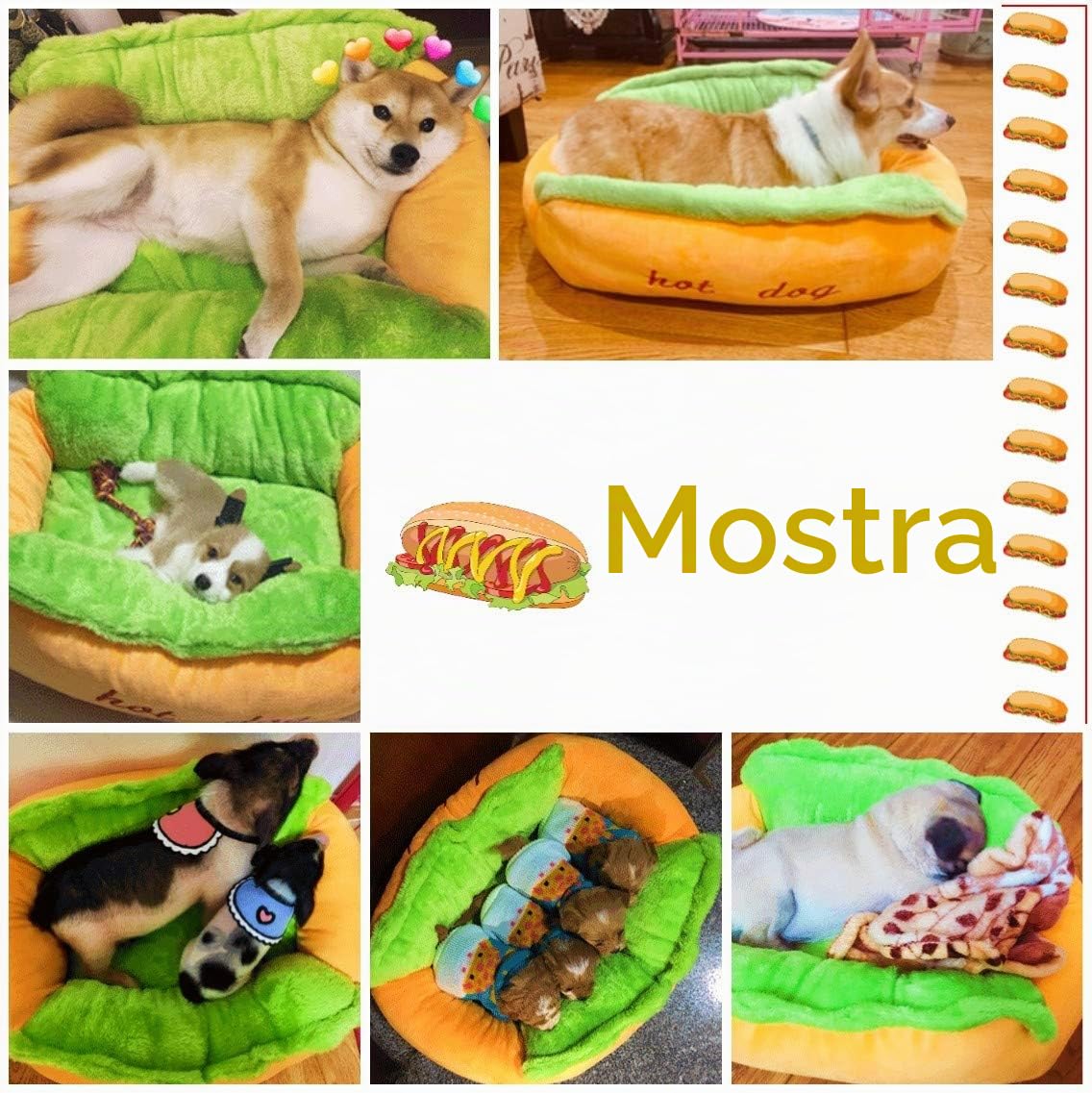Hotdog, cuccia per cani e gatti, lavabile, tappetino rimovibile
