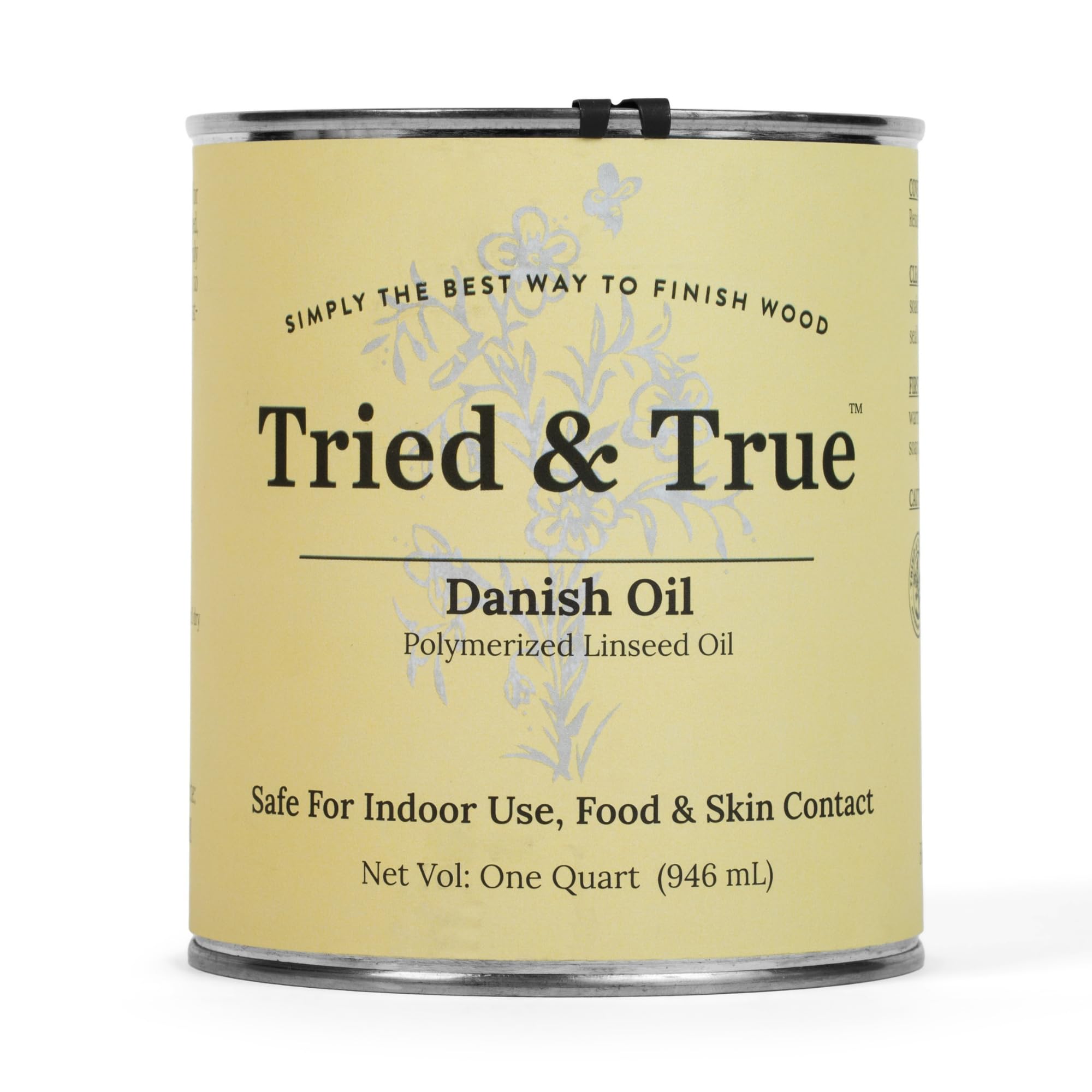 Tried & True Danish Oil, Pure Polymerized Linseed Oil Wood Finish, Quart