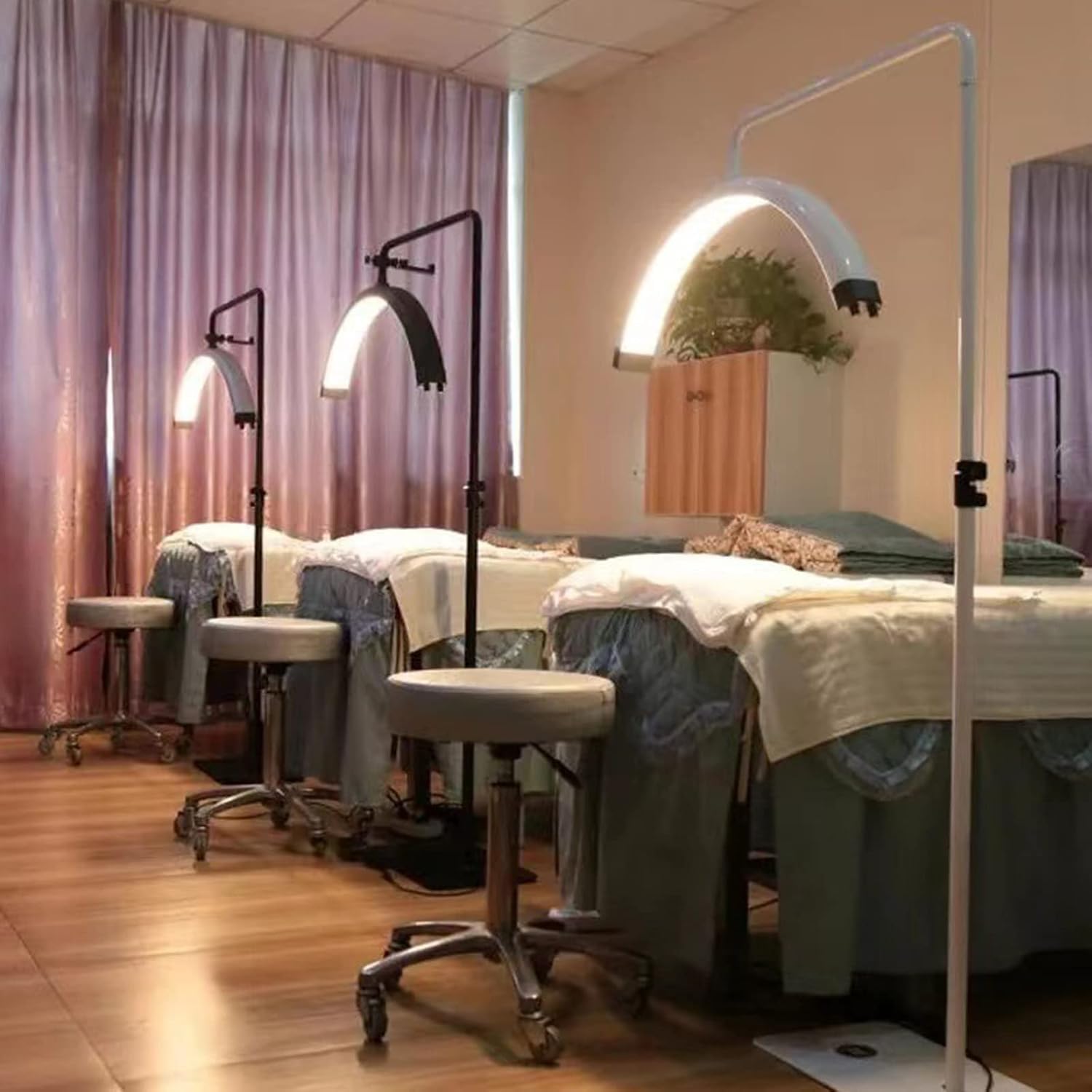Lampada mezza luna estetica, Lampada extension ciglia, Con supporto per cellulare, adatto per la bellezza, Le sopracciglia, i tatuaggi e la cura del viso e della pelle, (Bianco, 50 watt)