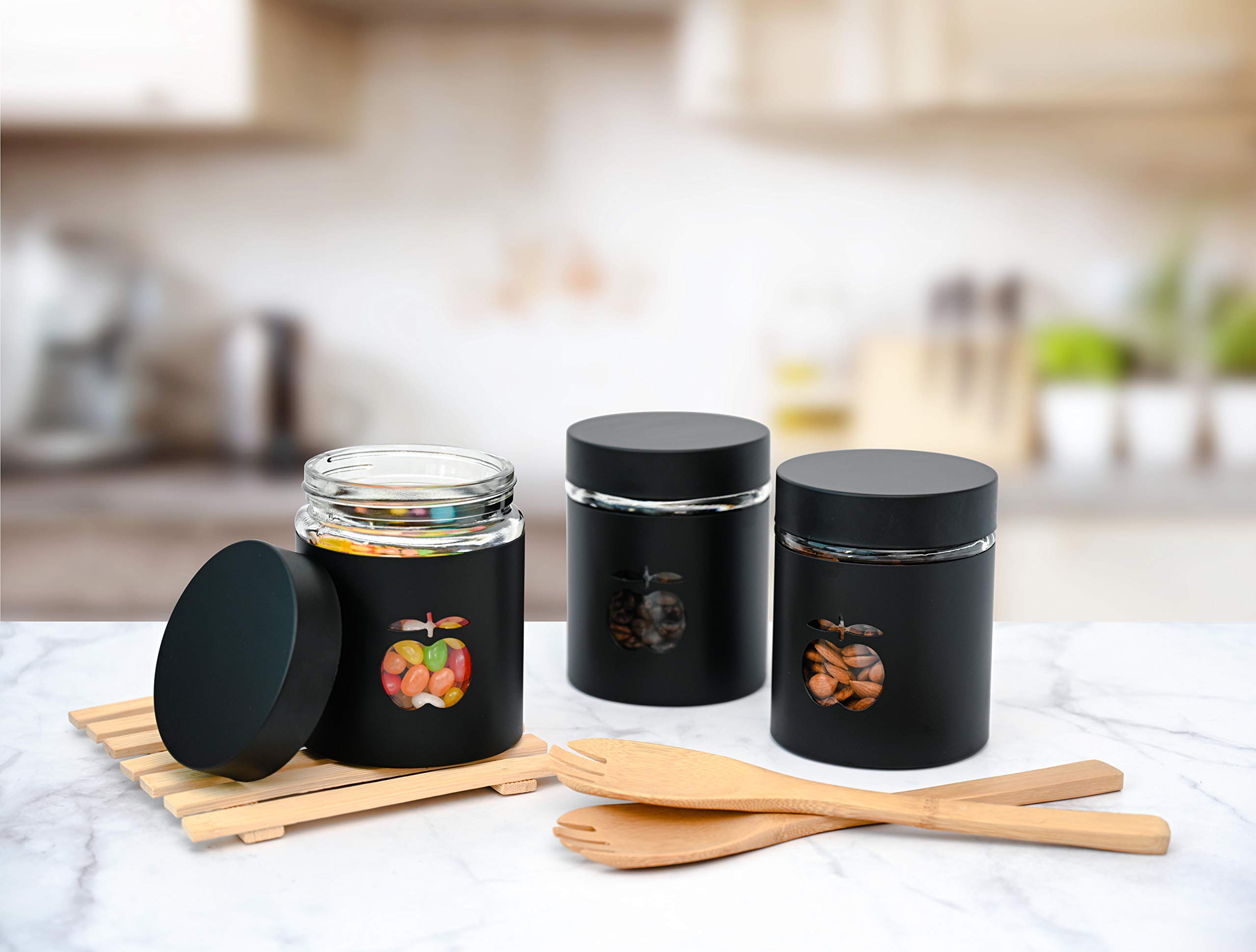 Buy Canister Sets for Kitchen Counter Matte Black Kitchen Decor and