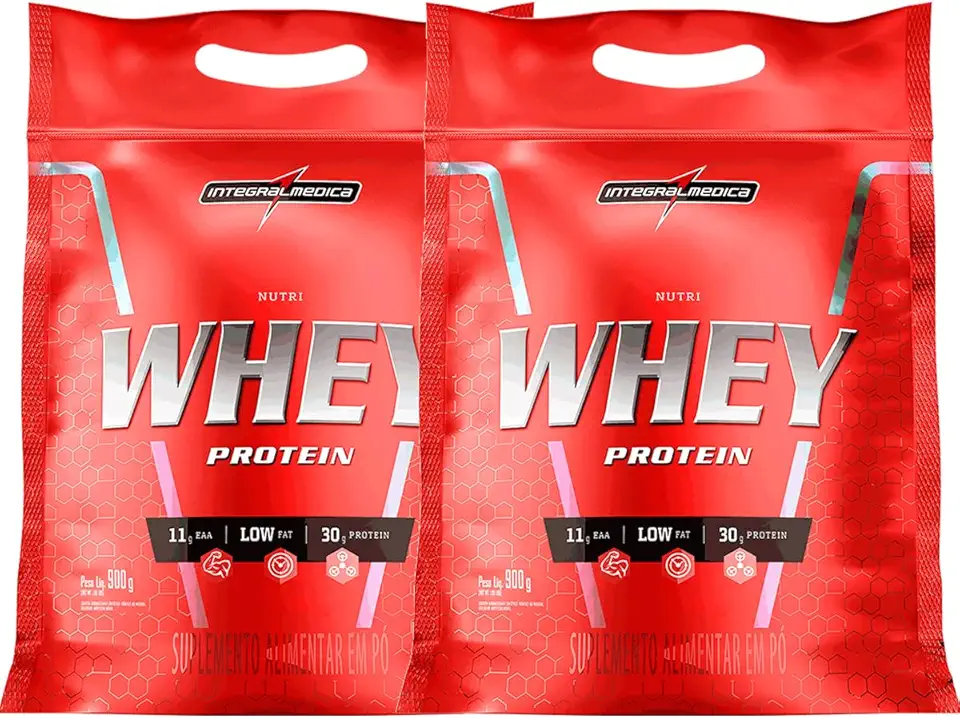 Combo 2x Nutri Whey Protein Para Ganho de Peso Cookie 900g Refil - Integralmedica
