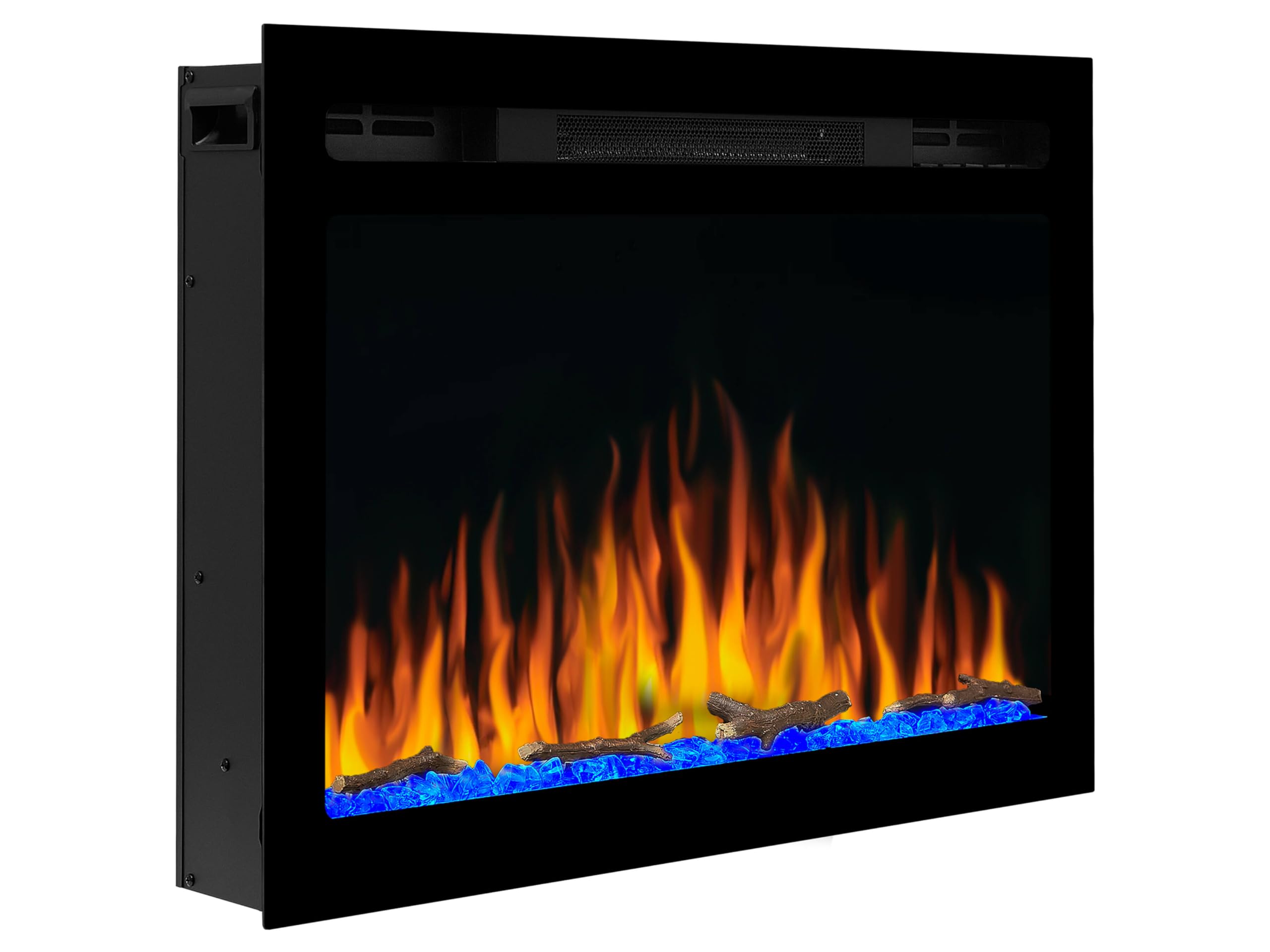 Camino Elettrico AF27WR Multicolore, Riscaldamento 900/1800 W, Effetto Fiamma 3D, Illuminazione LED, Telecomando, Timer, Termostato, Nero