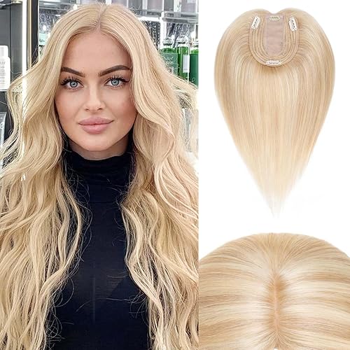 Miniatura 1 de 100% cabello humano Remy base de seda superior postizo clip en corona hecho a mano superior Toppee pieza de cabello 120% densidad parte media con