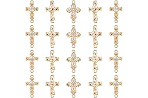 Embellish Your Creations: 12 Crystal-Adorned Cross Charms & Evil Eye Connector for Mexican Jewelry Making