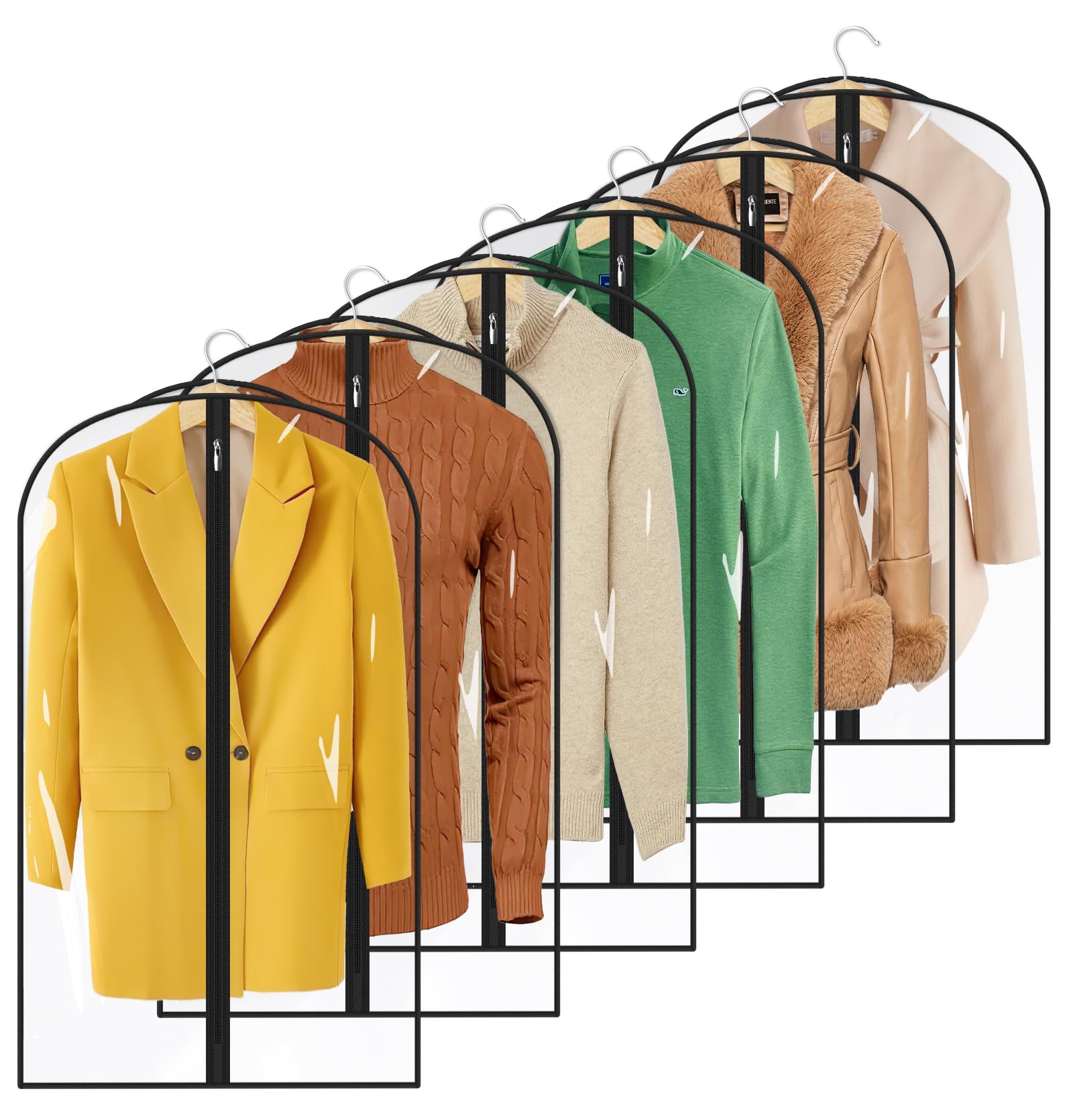 MISSLO All Clear Garment Bags for Hanging Clothes 40 Suit Bags for Closet Storage Plastic Clothes Covers for