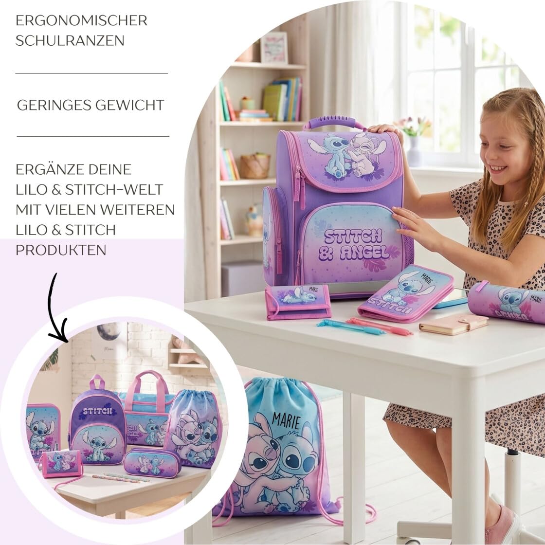 Undercover Disney Lilo & Stitch - Mochila escolar para niña (1ª clase, contenido personalizado con nombre)