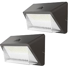TIERONE 50W LED Wall Pack Light Dusk to Dawn Photocell Outdoor Commercial Security Area Lighting Fixture UL Listed 5500LM 4000K Daylight 400W HPS/HID Equivalent IP65 Waterproof 120-277V 2PACK