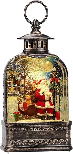 Linterna de globo de nieve de Navidad, globo de nieve, nieve brillante de Papá Noel, adorno de Navidad, 3 ajustes de baterías o cable USB,