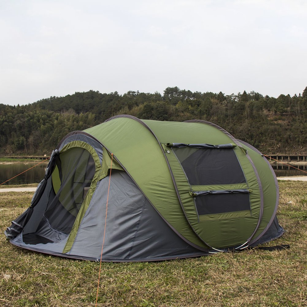 Tree in Art Zelt achteckig, 4 bis 5 Personen Festivalzelt, großes Kuppelzelt mit voller Steh-Kopfhöhe, 100% wasserdichtes Familien-Campingzelt mit eingenähter Bodenplane von Sport & Freizeit