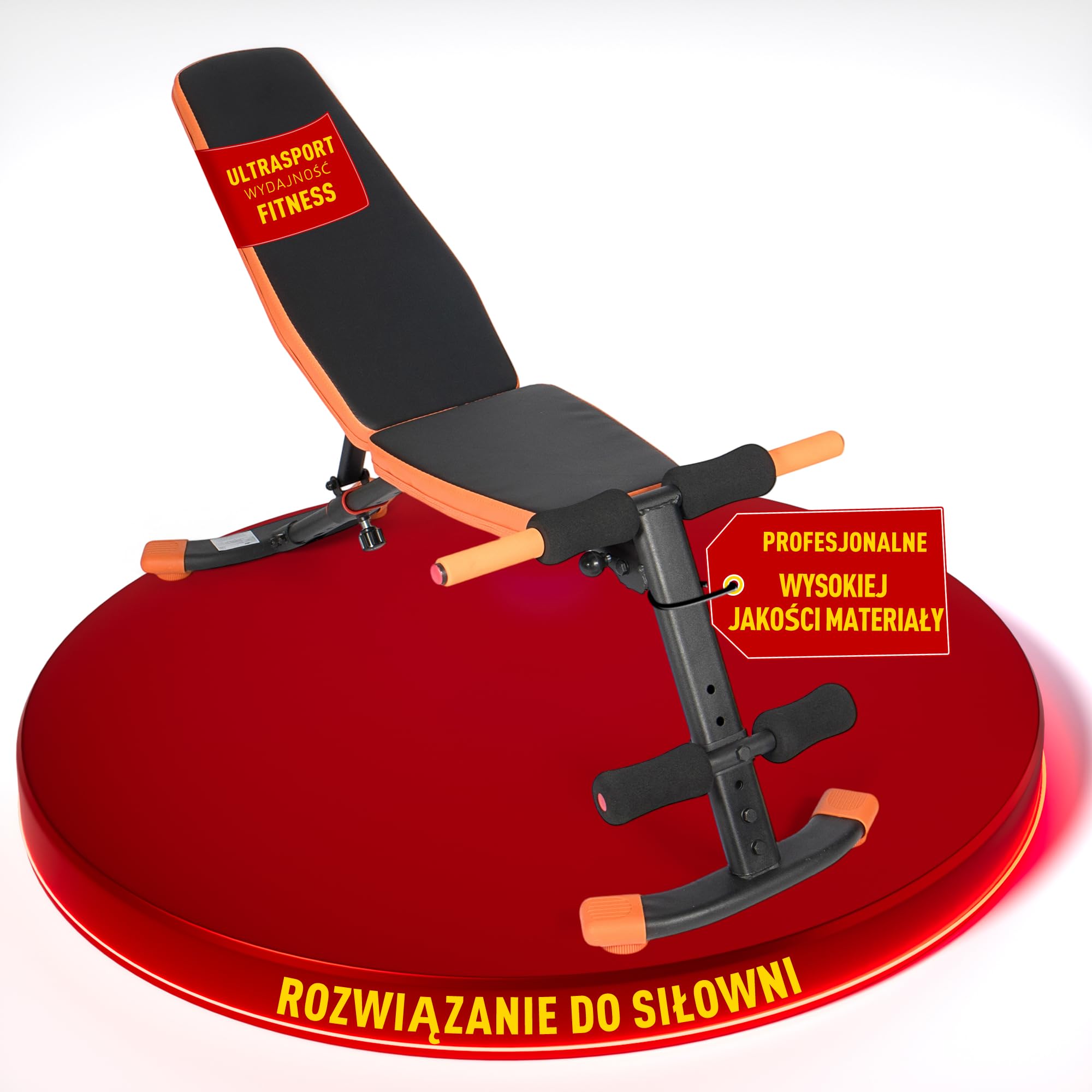Ultrasport składana ławka treningowa do domu, wielofunkcyjna do treningu siłowego, regulowana w 6 pozycjach (od 24 do 79 stopni), sprzęt fitness do treningu całego ciała, wyciskanie do 150 kg
