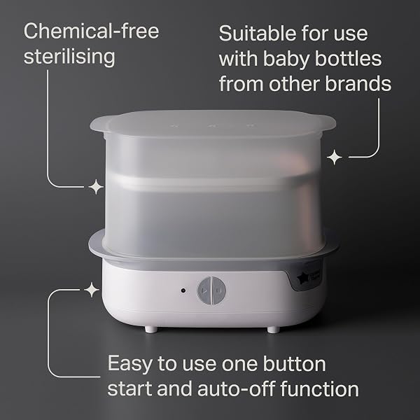 Tommee Tippee Supersteam Electric Steam Steriliser, Black, for Baby Bottles, Soothers and Feeding Accessories, Kills Viruses* and 99.9% of Harmful Bacteria, 5-Minute Sterilisation Cycle - 4