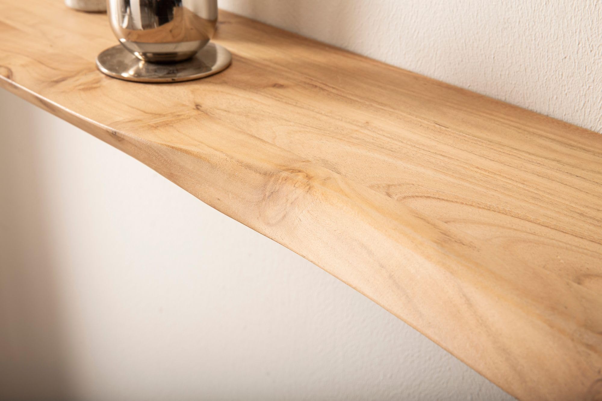 WOHNLING Étagère Murale 120 cm Acacia Massif, Étagère Flottante Organique