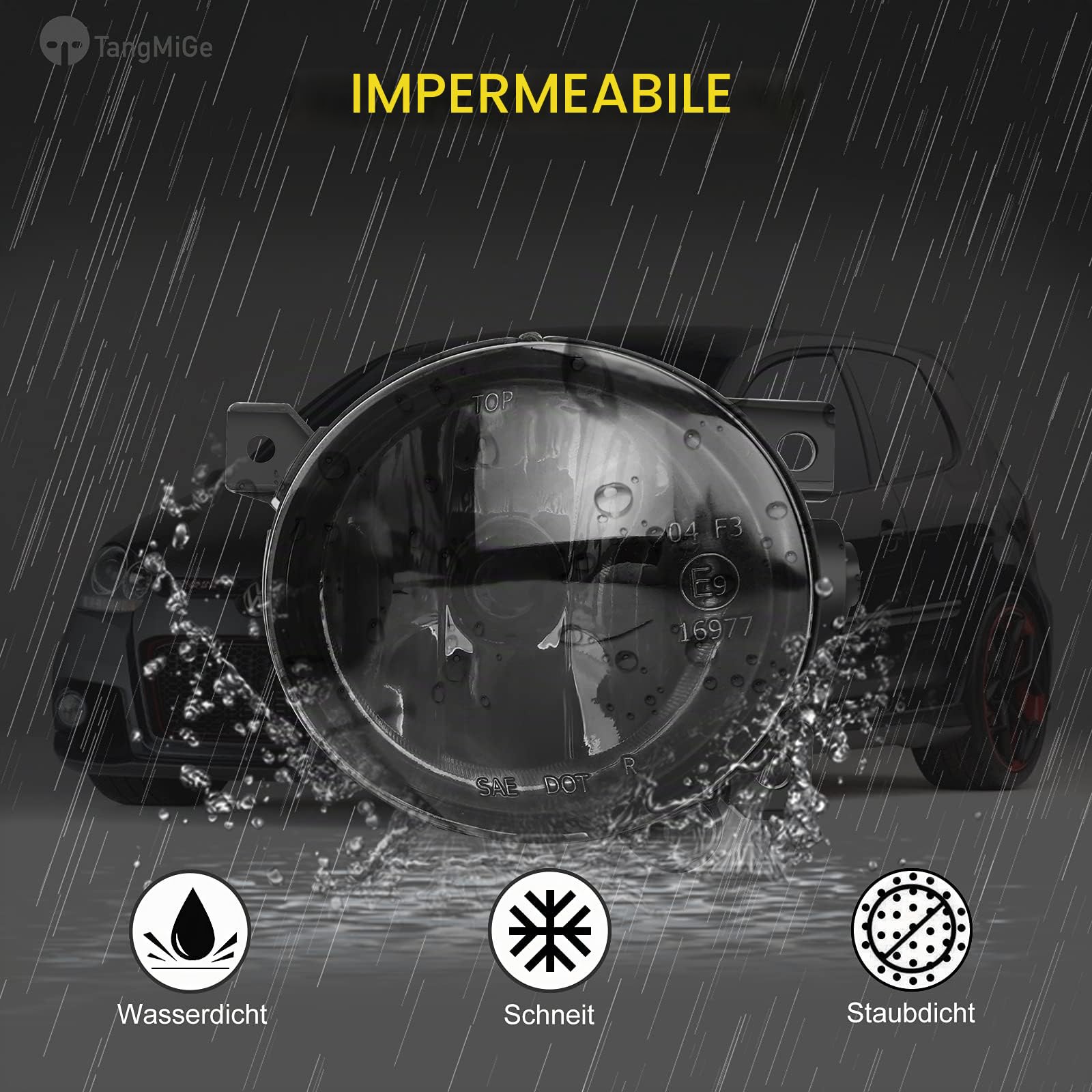 TangMiGe Fendinebbia compatibile con Volkswagen GTI Golf V/5 Jetta III/3 Scirocco Up Amarok, (VW 1K1 1K5 1K2 137 138), SEAT Mii KF1, Skoda Citigo, 10/2003-04/2017 (Fumo Nero)