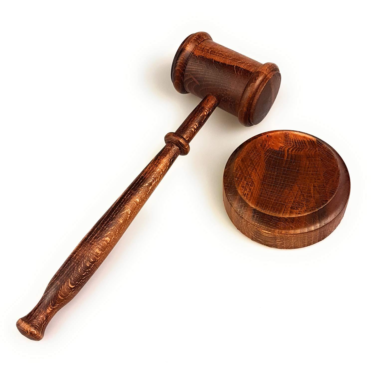 Rustic Gavel and Block Set Handcrafted Vintage Old View Finish Walnut