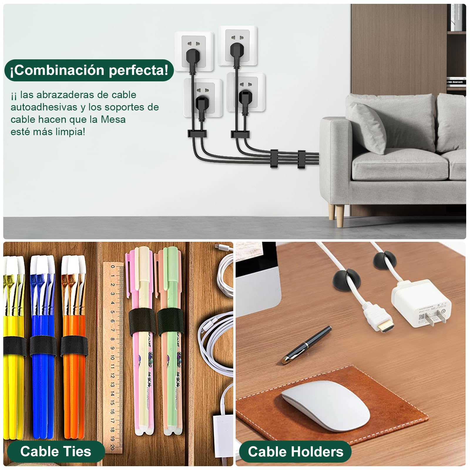 Oududianzi 2PCS Bandejas Gestión de Cable Debajo del Escritorio, Soporta 5kg, Acero al Carbono, Cable Management Under Desk, Bandeja Organizador Cable Escritorio para Hogar u Oficina - Blanco