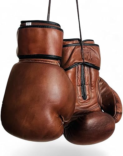 Miniatura 3 de Guantes de boxeo versión PRO de 12 onzas  Cuero marrón antiguo entrenamiento MMA vintage  Retro by GEOFFREY