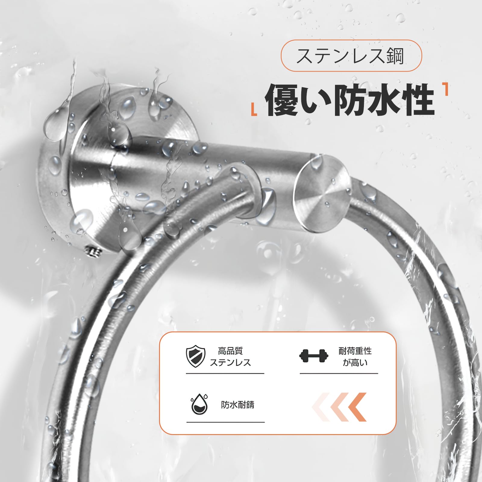 Amazon | GUPAY タオル掛けリング 2個入 ステンレススチール304 タオル