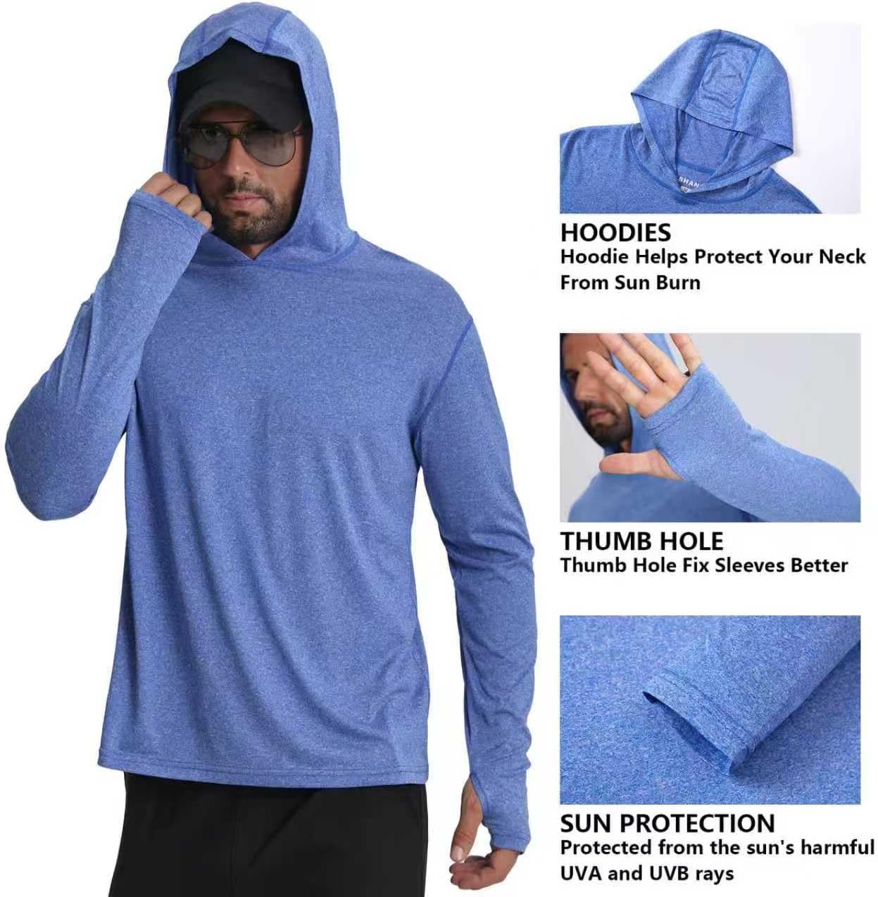 Men's Fishing Hoodie Shirts 4 Pack/5 Pack Sun Protection UPF 50+ Running Swimming Rash Guard Shirt - Image 5