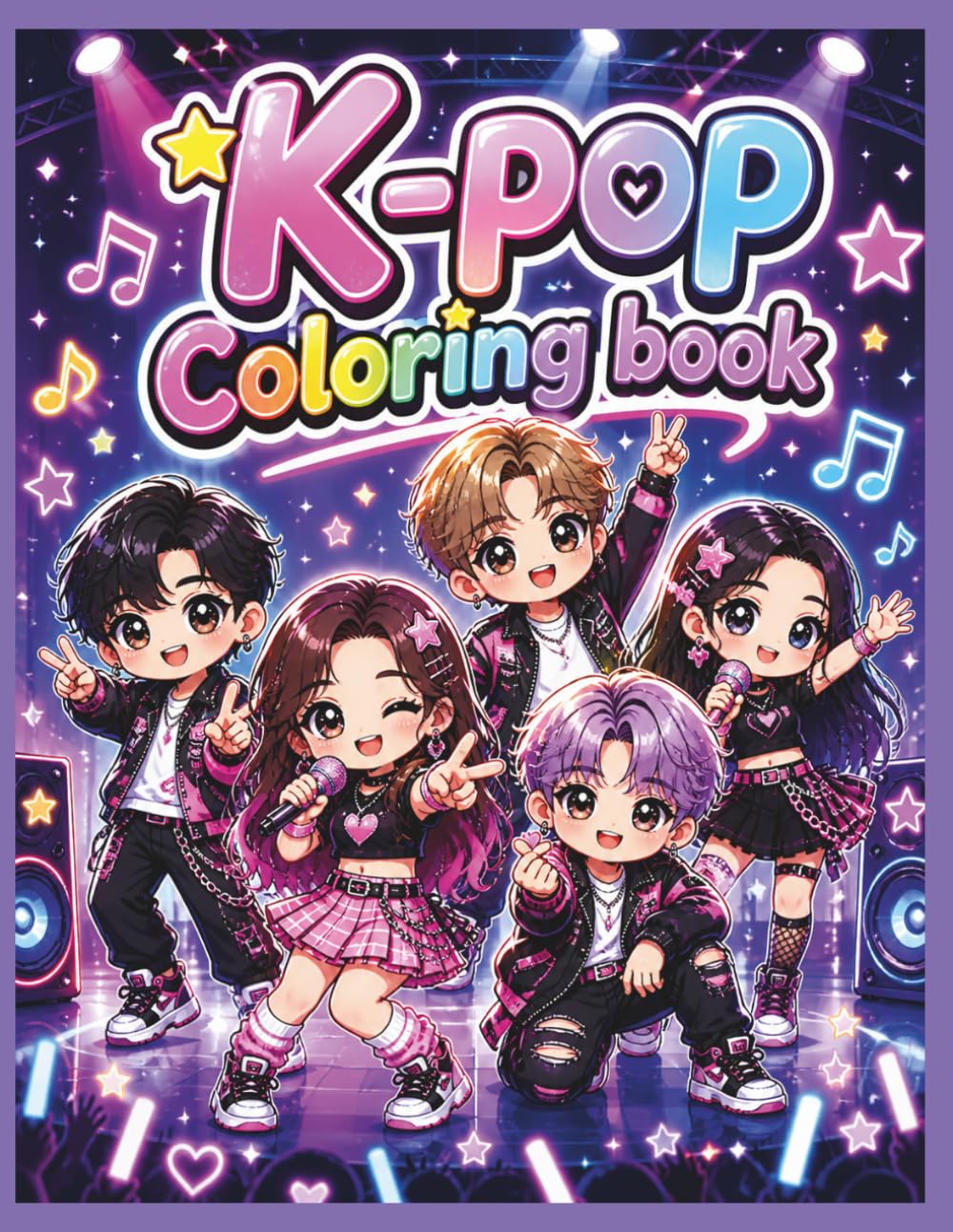 K-Pop Coloring Book | Cute Chibi Idol Stars, Music & Dance Fun, Kawaii Coloring Pages for Girls & Boys, Pop Music Lover Gift