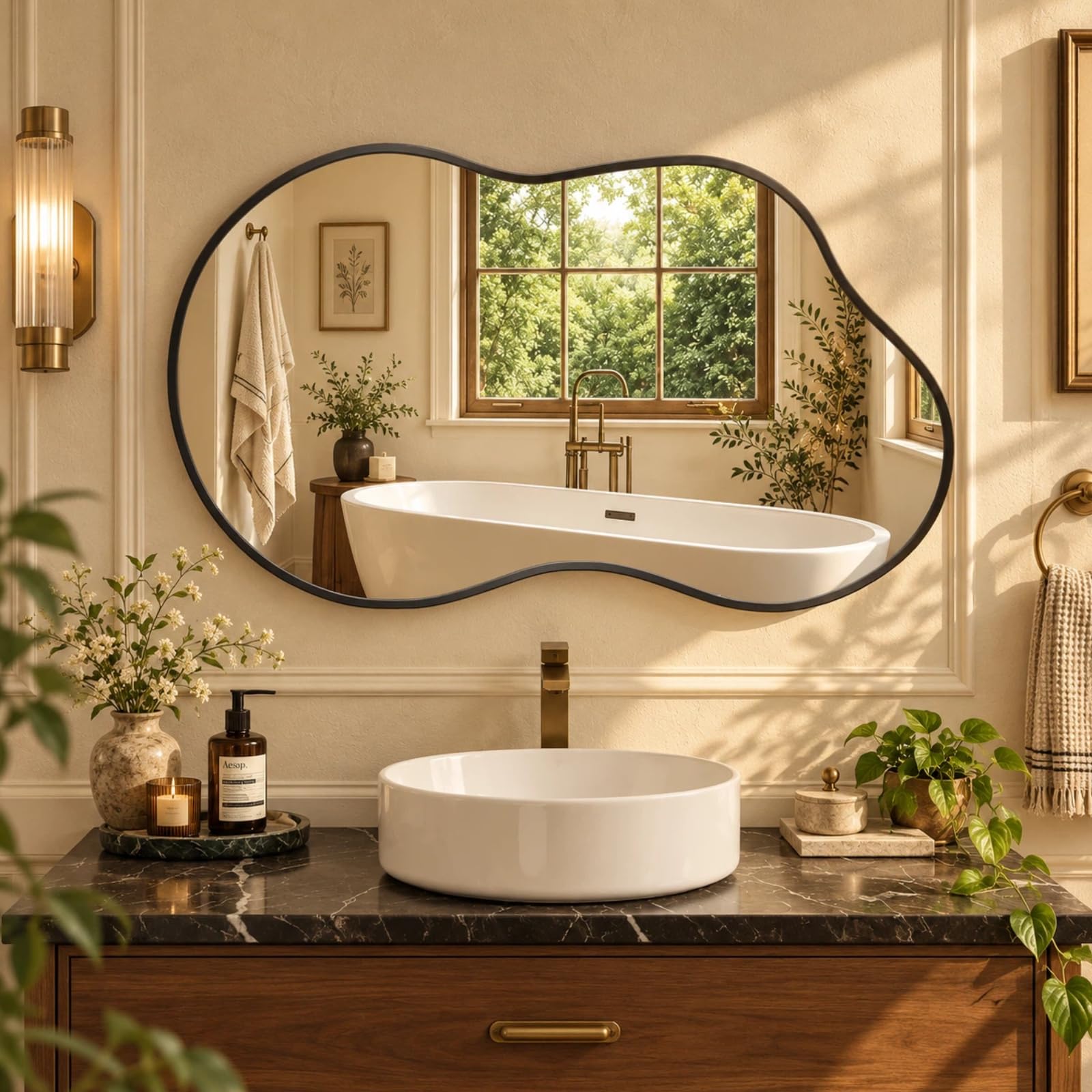 Clevich Spiegel Asymmetrisch 50 x 91 cm Rahmen Alu, HD Glas Wandspiegel