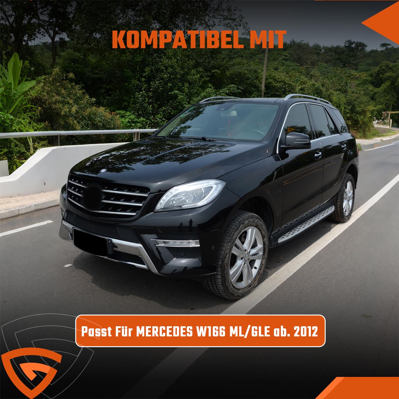 Set di pedane in alluminio per Mercedes Benz ML/GLE SUV W166 2012-2018 - Pannelli laterali battitacco, antiscivolo, accessori di alta qualità sinistra e destra
