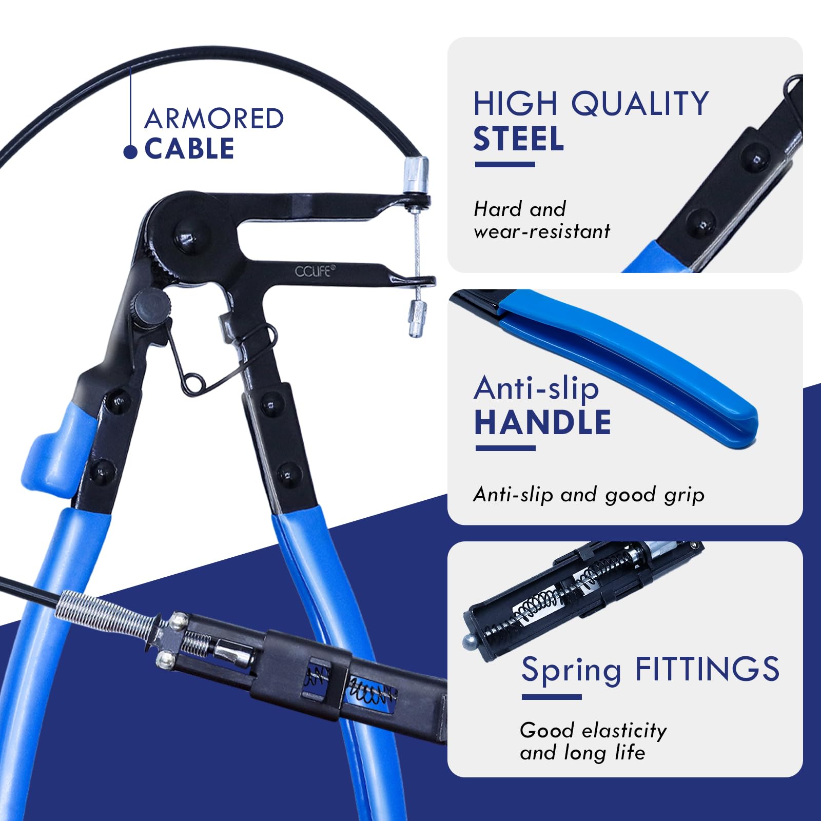 CCLIFE Pinzas para mangueras con cable Bowden 630 mm