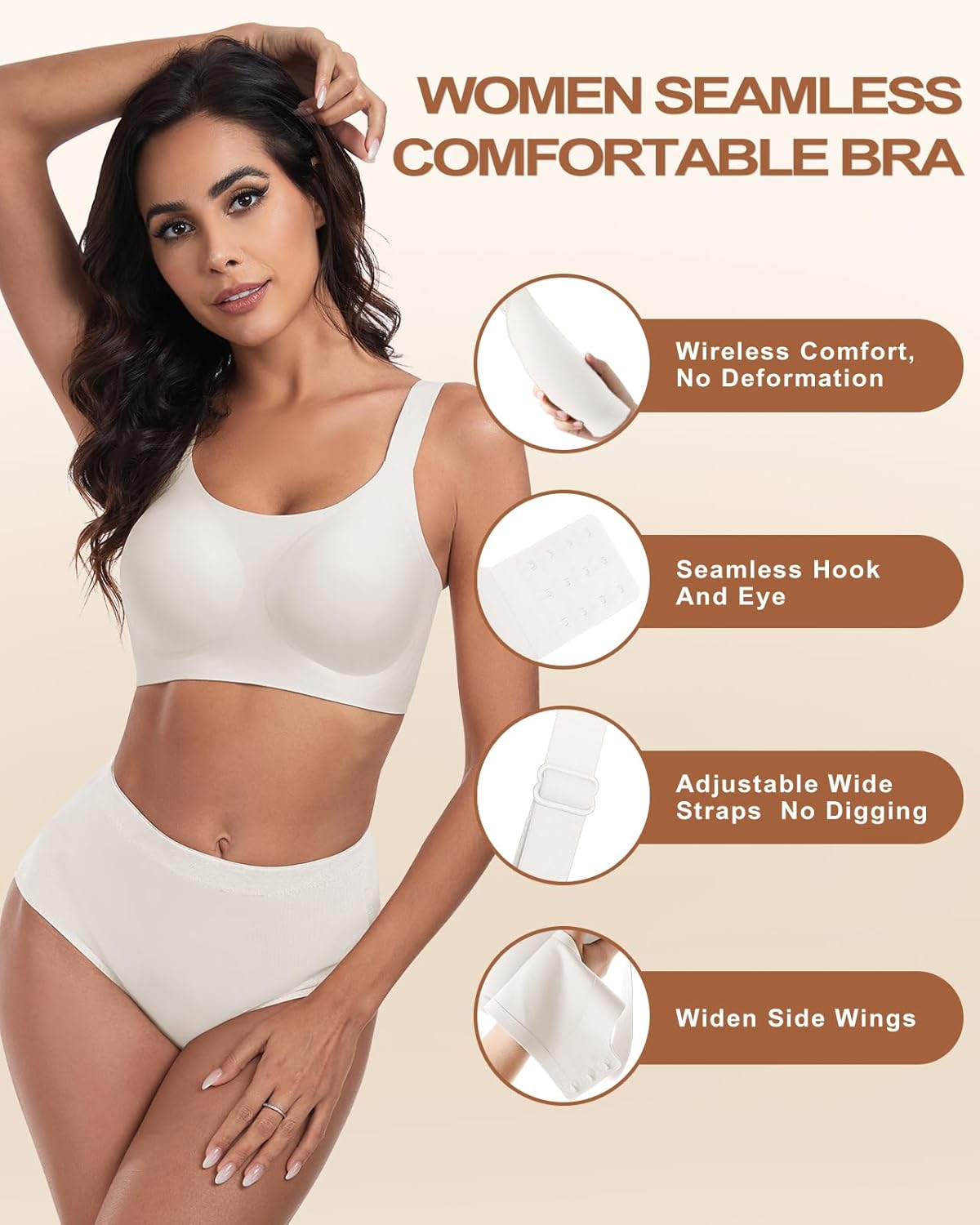 Padded Bra Comfortable Back Fat Smoothing Full Coverage Wireless Support Bra No Underwire Seamless Bralette - Image 6