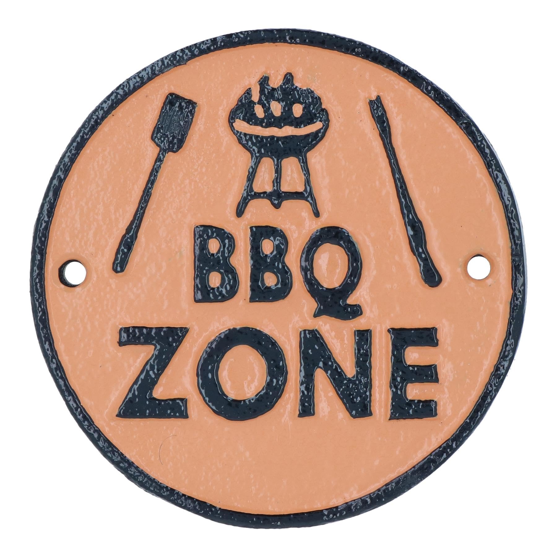 BBQ Barbecue Cast Iron Sign Wall Plaque For Patios Homes Garden Circular 12cm