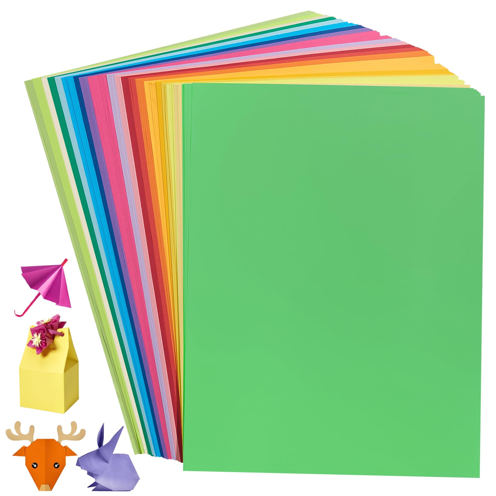 A4 Papel de origami de colores, 200 hojas, 20 colores brillantes, 8,3 × 11,7 pulgadas, 70 g/m², papel plegable de doble cara para proyectos de manualidades, bricolaje, niños y adultos UAP200B