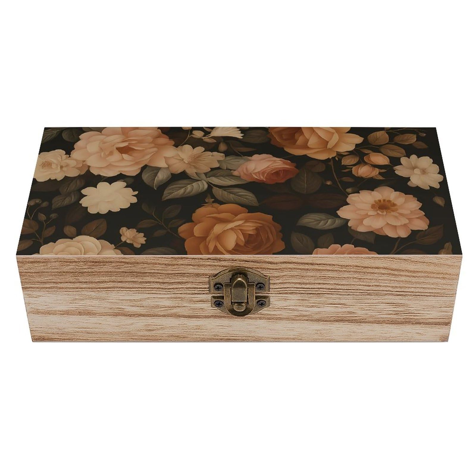 HLBSDM Vintage Roses Garden Retro Wooden Storage Box Jewelry Art Gift Boxs Decorative Keepsake Boxes