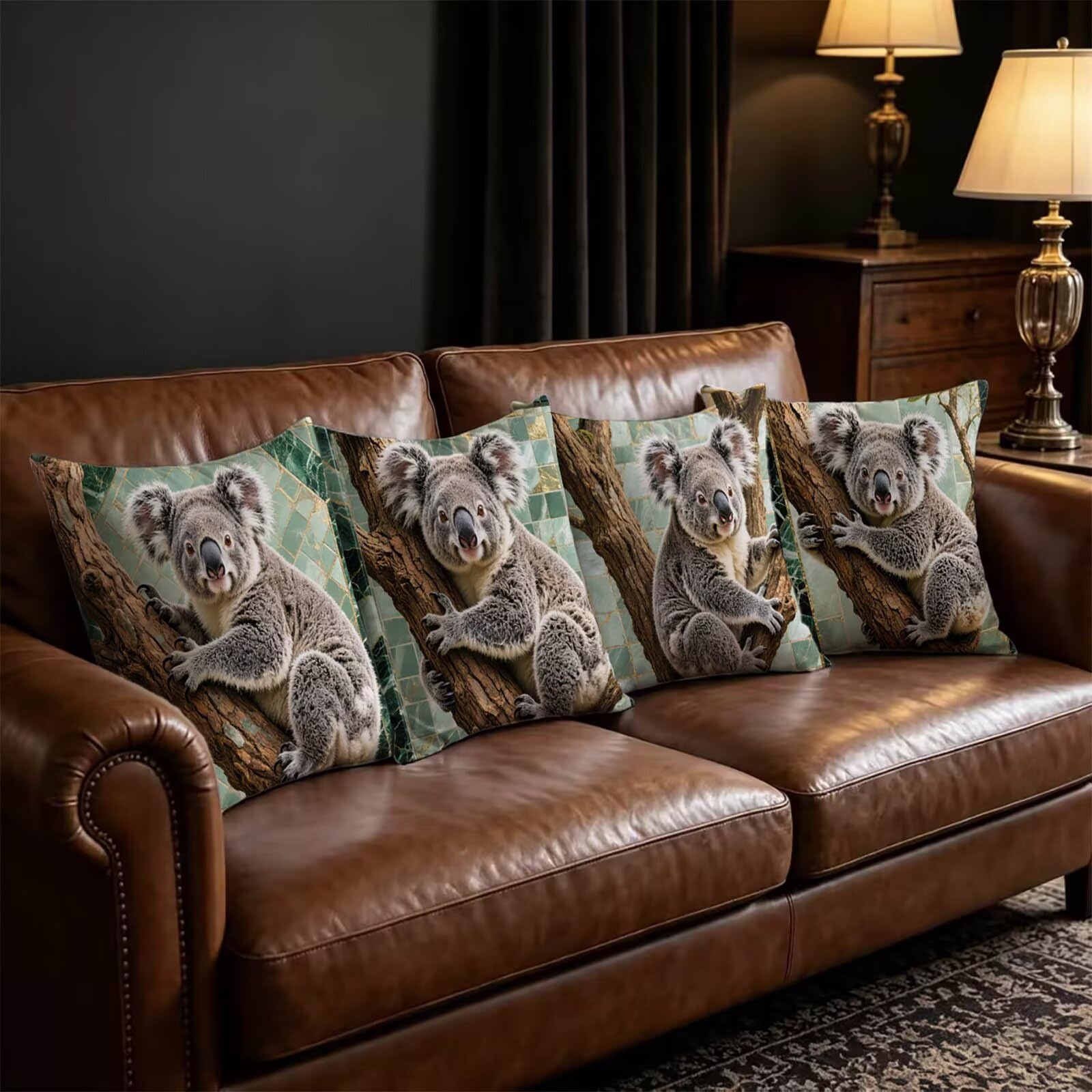 Animal Outdoor Kissenbezug 60x60cm Wasserdicht Kopfkissenbezug THDZ-0342 | Sofa Bett Dekokissen Bezug Koala Doppelseitiger Druck Unsichtbarer Reißverschluss for Home Decoration Geschenke für Frauen